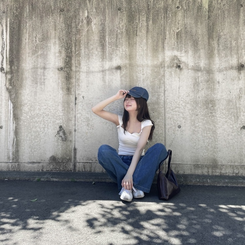 フロントポケットコットンデニムパンツ DARK BLUE