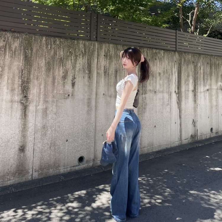 모어 포켓 일자핏 코튼 데님 팬츠 진청