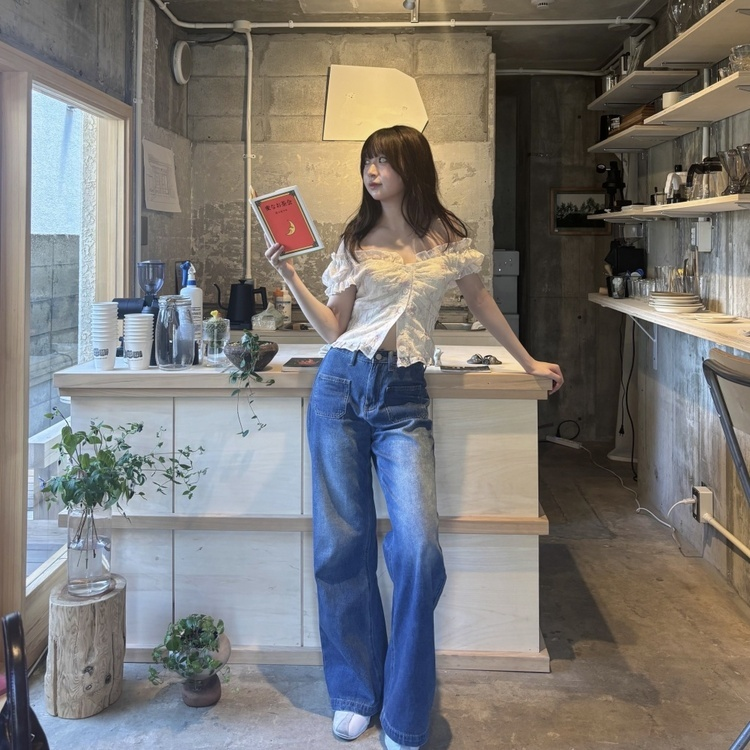 모어 포켓 일자핏 코튼 데님 팬츠 진청