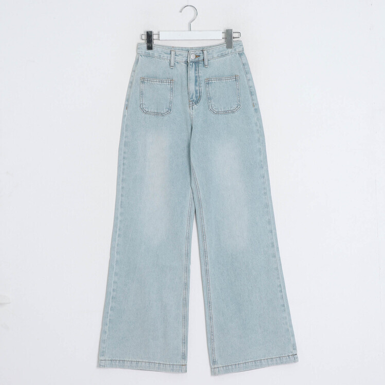 모어 포켓 일자핏 코튼 데님 팬츠