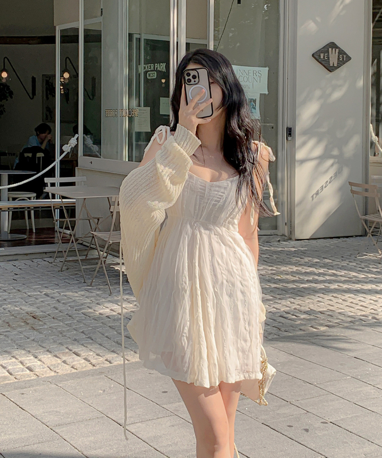 カーディガン リボンストラップボレロ(9color) BEIGE