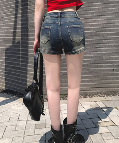 デニム ウォッシングコットンショートパンツ BLUE