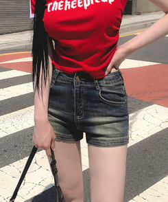 デニム ウォッシングコットンショートパンツ BLUE
