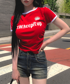 半袖Tシャツ バイカラーレタリング半袖Tシャツ(5color) RED