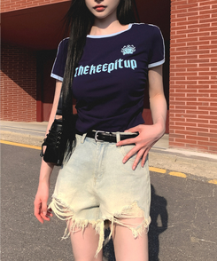 半袖Tシャツ バイカラーレタリング半袖Tシャツ(5color) NAVY