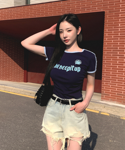 半袖Tシャツ バイカラーレタリング半袖Tシャツ(5color) NAVY