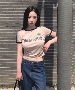 半袖Tシャツ バイカラーレタリング半袖Tシャツ(5color) BEIGE