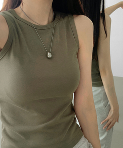 ノースリーブ インナーラウンドスリムキャミソール(8color) KHAKI