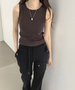 ノースリーブ インナーラウンドスリムキャミソール(8color) CHESTNUT BROWN