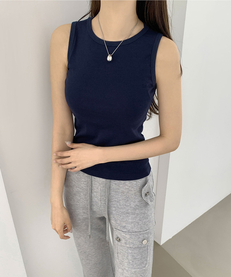 インナーラウンドスリムキャミソール(8color) NAVY
