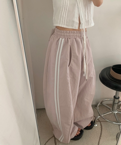ダブルラインナイロンルーズパンツ(6color) PINK