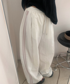 ダブルラインナイロンルーズパンツ(6color) CREAM