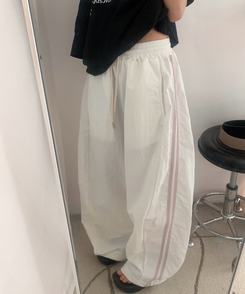ダブルラインナイロンルーズパンツ(6color) CREAM