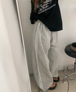 ダブルラインナイロンルーズパンツ(6color) GREY