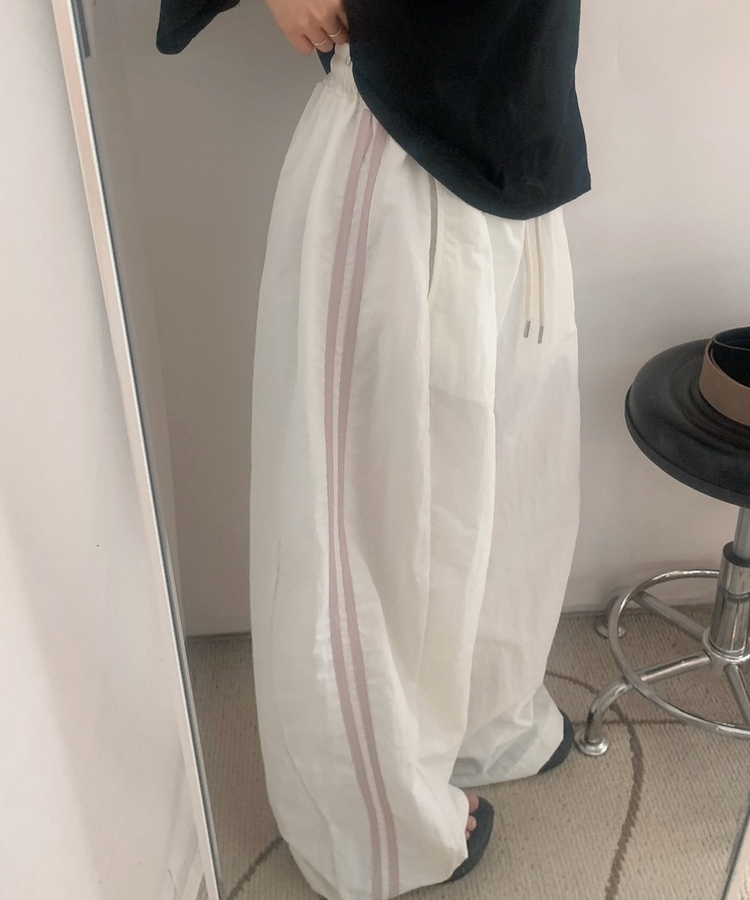 ダブルラインナイロンルーズパンツ(6color) CREAM