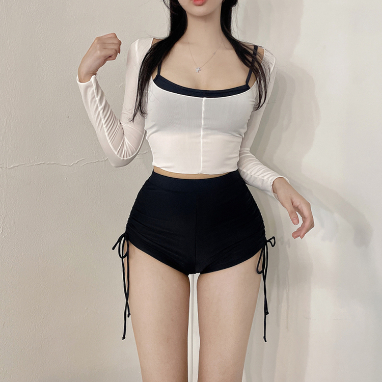 SET】【SET カップ付き】シースルー長袖Tシャツ シャーリングビキニ