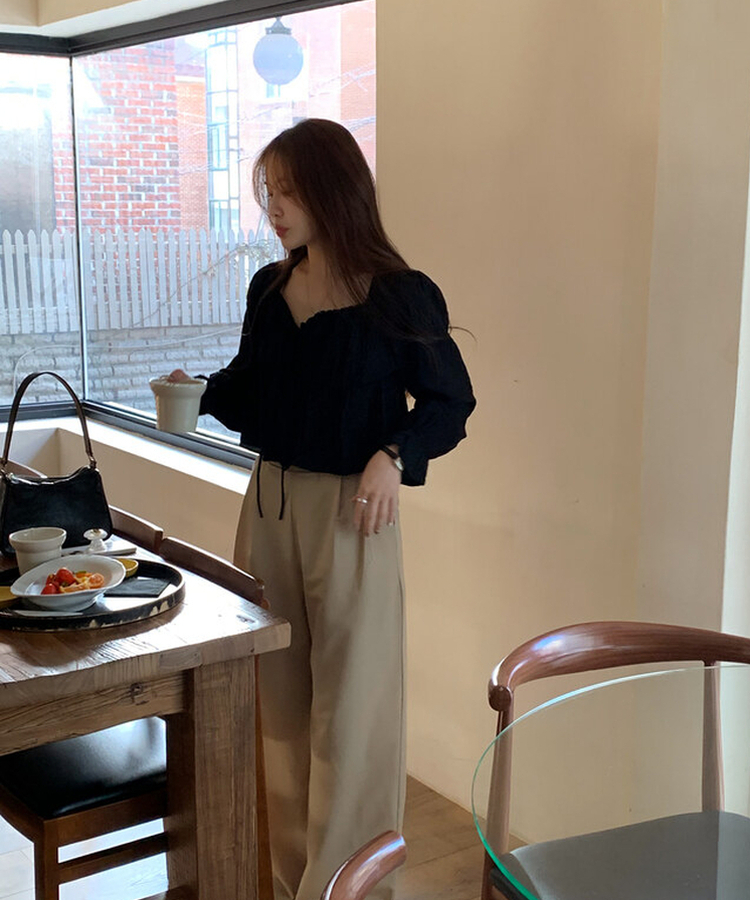 シンプルワイドスラックス BEIGE