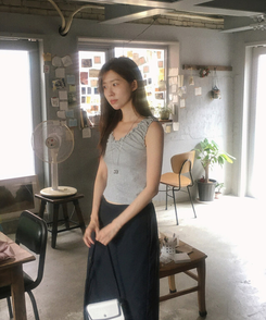 ノースリーブ シャーリングキャミソール GREY