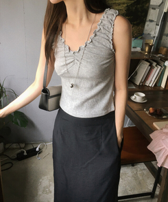 ノースリーブ シャーリングキャミソール GREY
