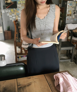 ノースリーブ シャーリングキャミソール GREY