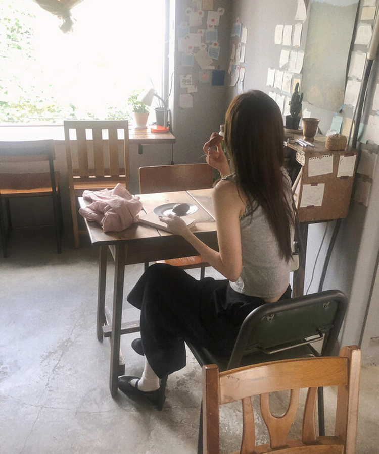 シャーリングキャミソール GREY