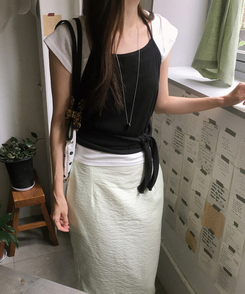 ノースリーブ ホルターラップビスチェ BLACK