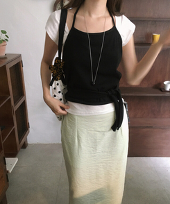 ノースリーブ ホルターラップビスチェ BLACK