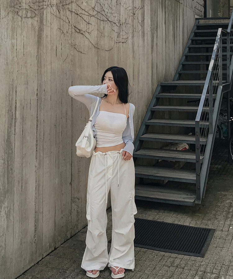 2WAYローハイウエストカーゴナイロンパンツ WHITE