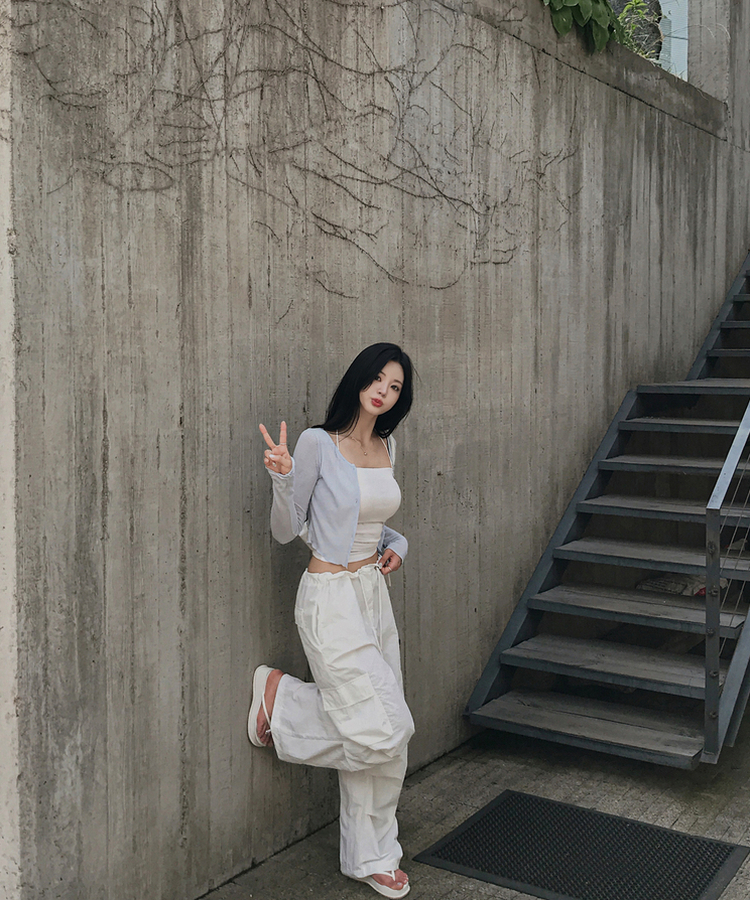 2WAYローハイウエストカーゴナイロンパンツ WHITE
