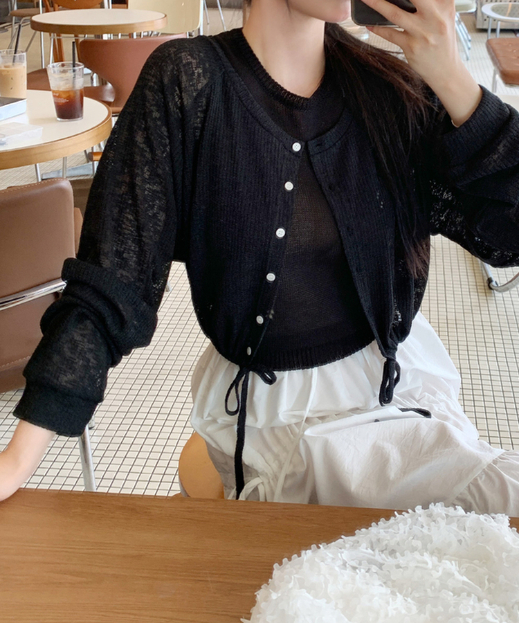 ラグランルーズカーディガン(5color) BLACK