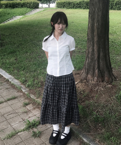 バンディングティアードチェックロングスカート BLACK