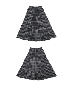 バンディングティアードチェックロングスカート