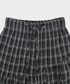 バンディングティアードチェックロングスカート