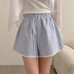 PLEATS PLEASE ストライプ バルーンショートパンツ ストライプバルーンショートパンツ｜ショートパンツ｜韓国