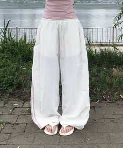 ナイロンストリングライントレーニングワイドパンツ(6color) CREAM