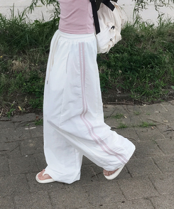 ナイロンストリングライントレーニングワイドパンツ(6color) CREAM