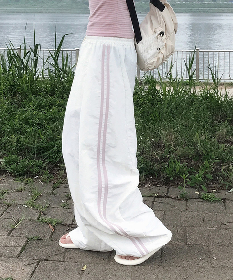 ナイロンストリングライントレーニングワイドパンツ(6color) CREAM