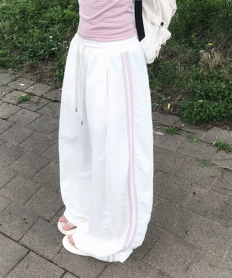 ナイロンストリングライントレーニングワイドパンツ(6color) CREAM
