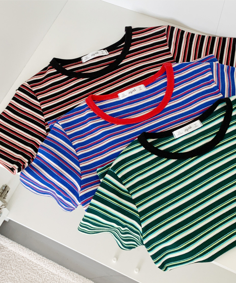 バイカラーストライプTシャツ