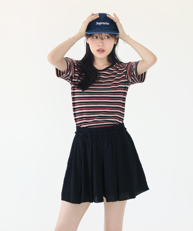 バイカラーストライプTシャツ BLACK