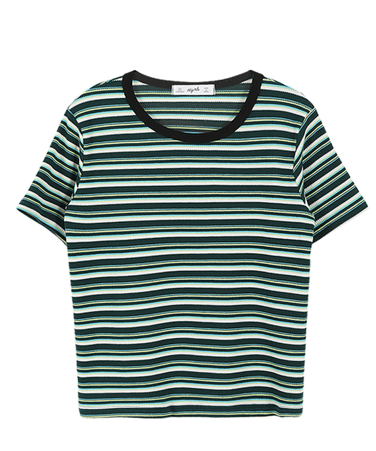 バイカラーストライプTシャツ