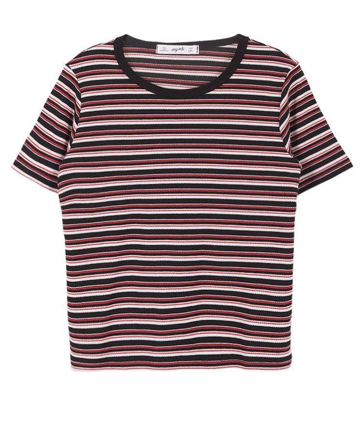 バイカラーストライプTシャツ