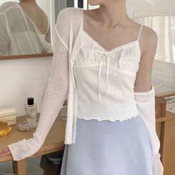 【希少品】CELINE　キャミソール ストラップ調整可／Pinterest風ムード♥） セリーヌ レースリボン