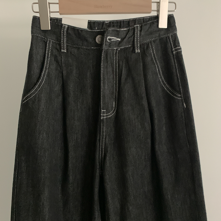 ノンフェイドハイウエストワイドデニムパンツ