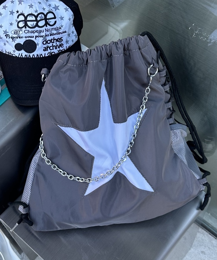 빅스타 체인 스트링 백팩 먹색