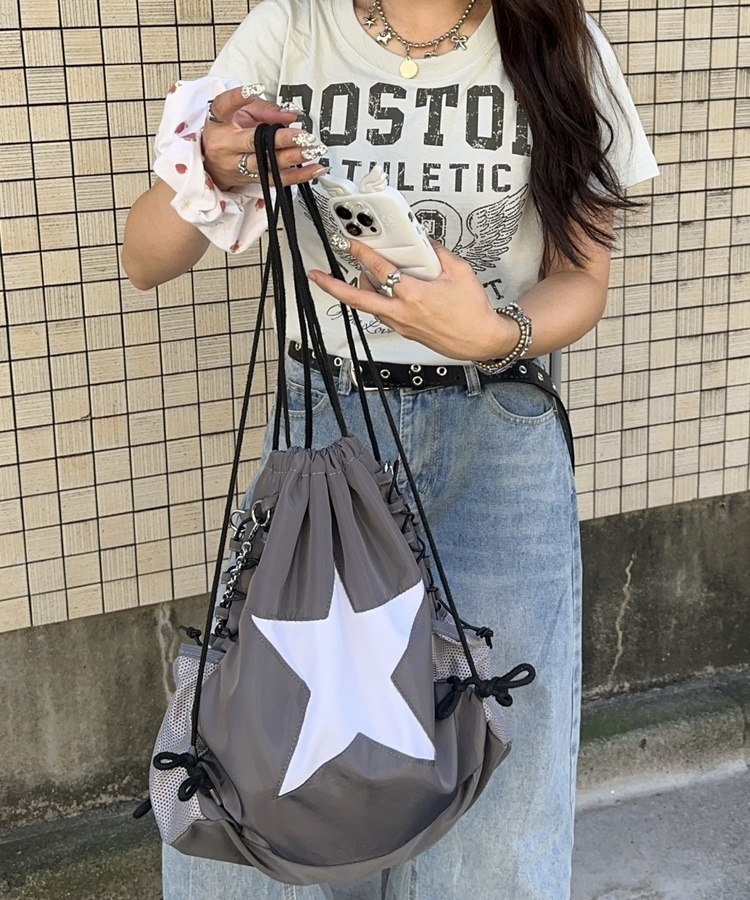 빅스타 체인 스트링 백팩 먹색