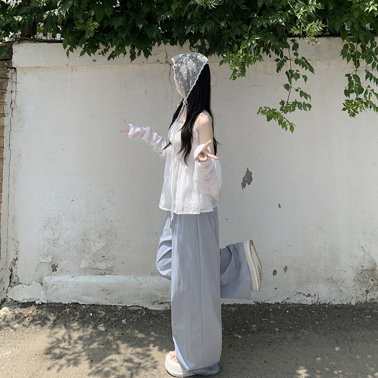 청순러블리 셔링 플레어 쉬폰 끈나시 모리걸 블라우스 편한 여름휴가룩 바캉스 화이트