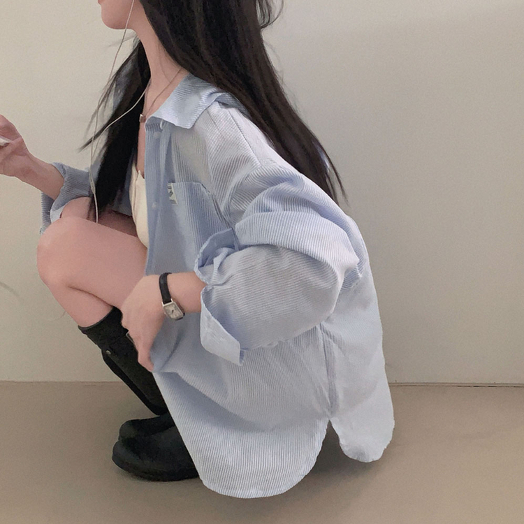 뜨거운 햇빛 피하기캠퍼스 패치 후드 루즈핏 셔츠 남방 소라