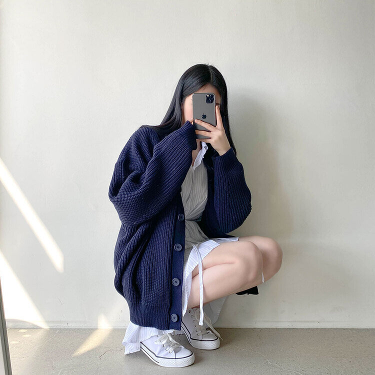 Botte ネイビー ジッパーカーディガン SHIPS any:〈手洗い可能〉AQUA カシミヤ ミックス スキッパー
