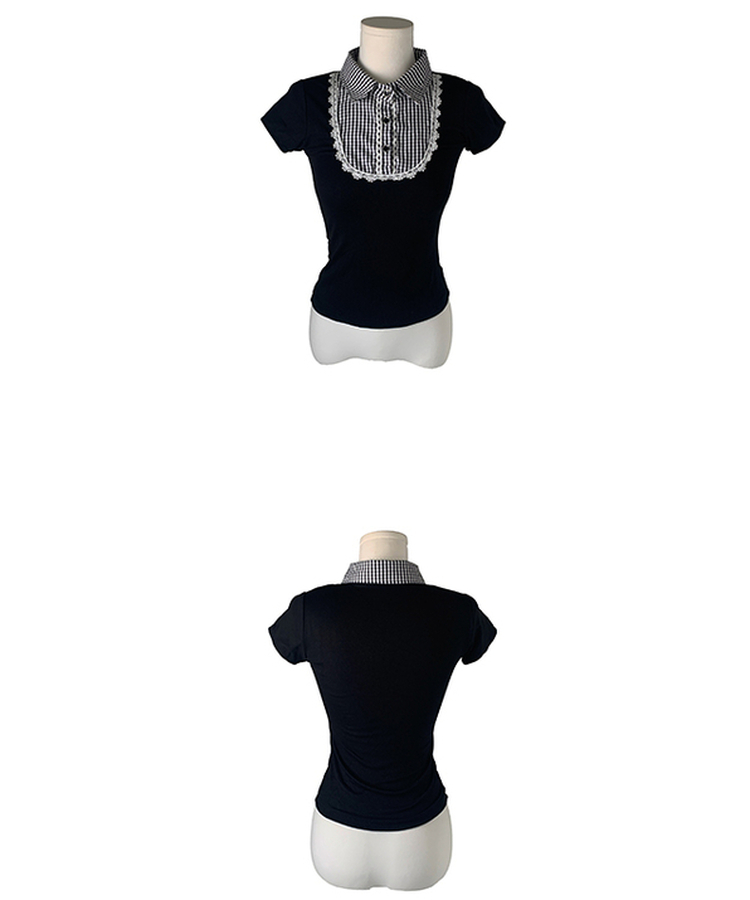 ビンテージチェック半袖ブラウス